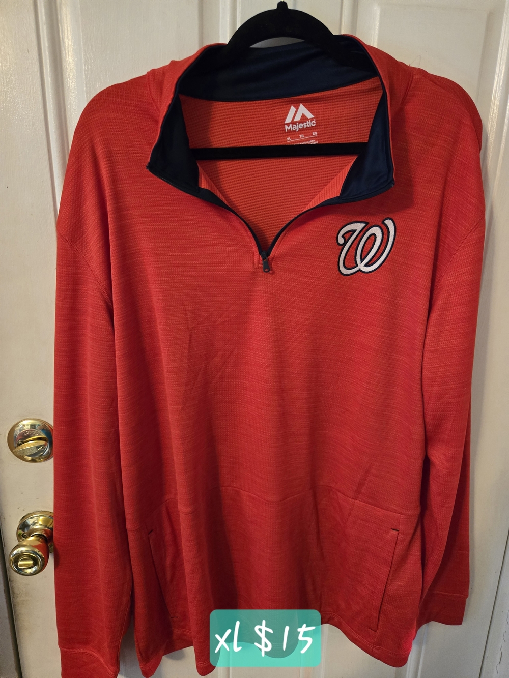 Majestic Red and Navy Washington Nationals Quarter-Zip Pullover